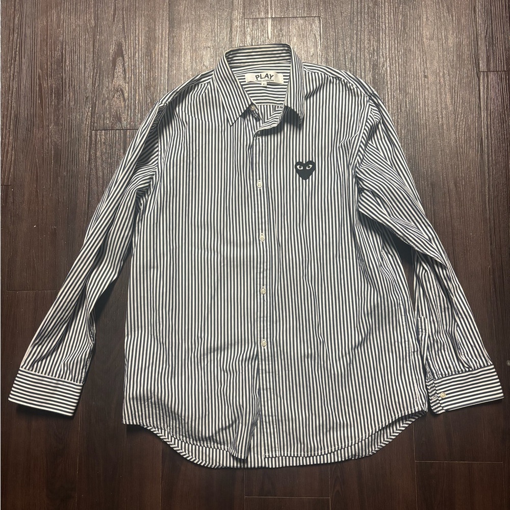Comme des Garcons Black and White Striped Button Down